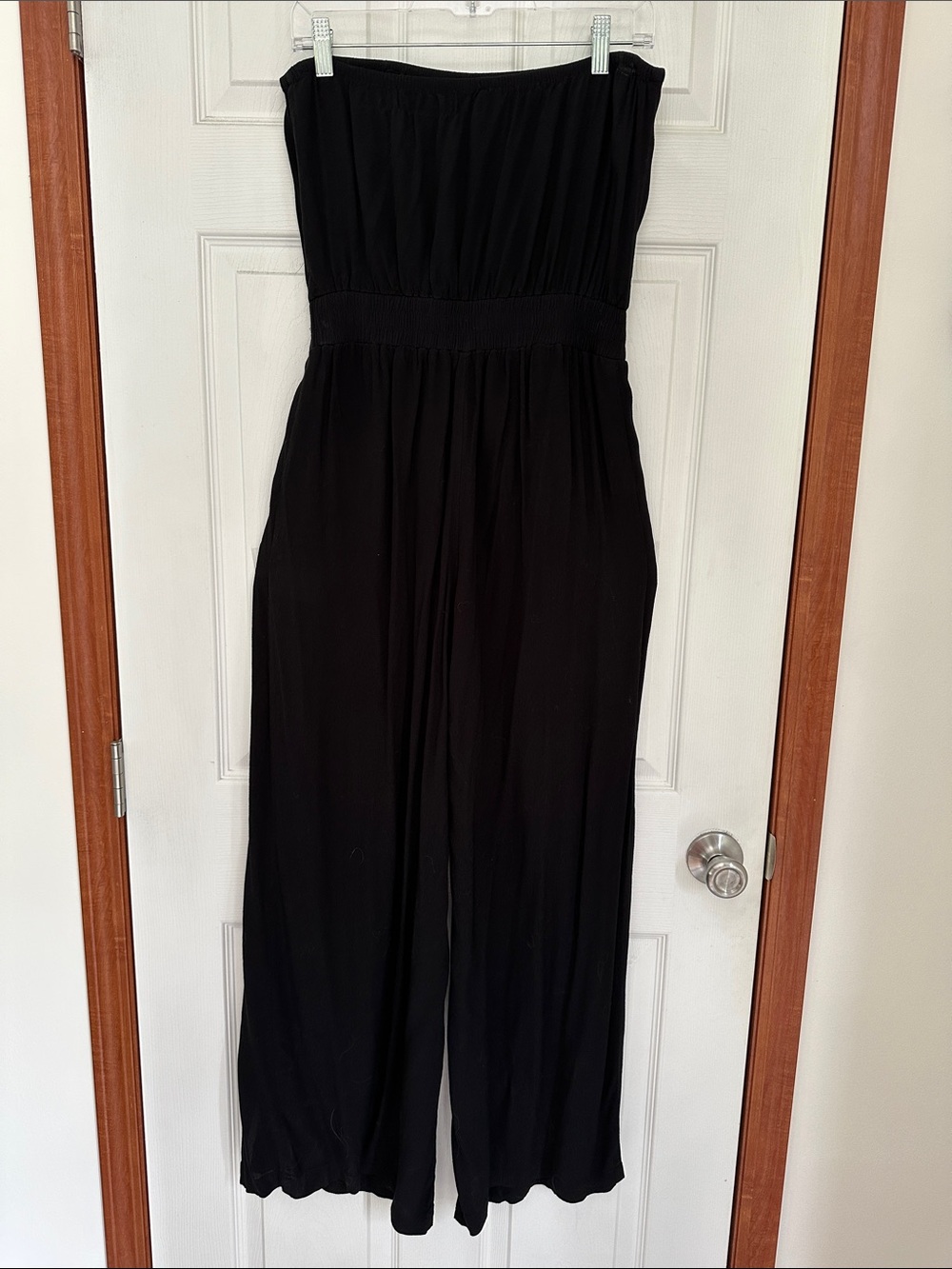 Express Black Strapless Wide-Leg Jumpsuit